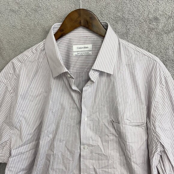 NEW Calvin Klein Men's XL Tech Active Stretch Dress Shirt Checkered Pattern - Picture 10 of 11